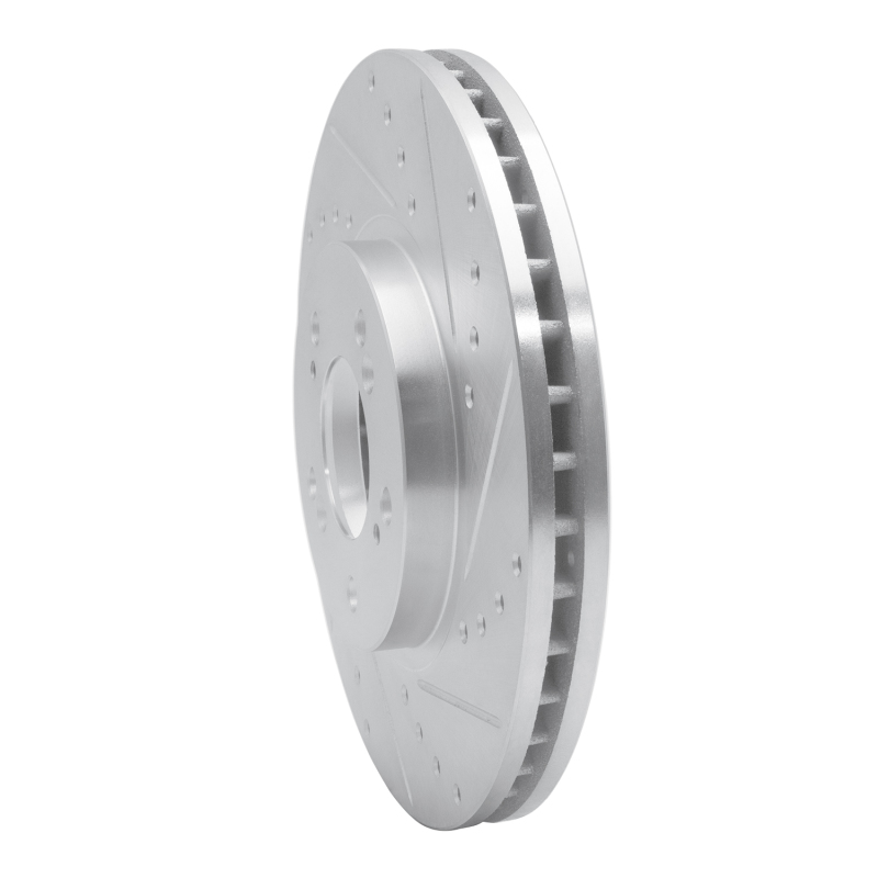 Acura RL Brake Rotor (1) - Front Right - R1 Concepts - Drilled & Slotted - Silver - `99-`04